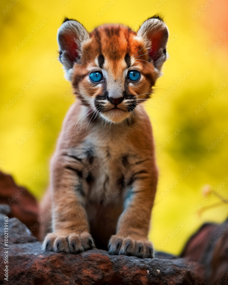 Obraz premium A multicolor baby puma that creates a stunning Watercolor Scene as a gift