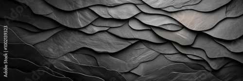Black wavy texture background. Created with Ai