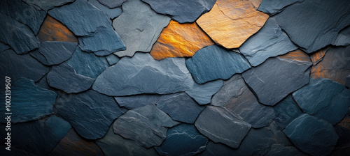 Grey, blue. brown and orange wall background. Created with Ai