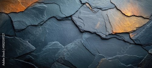 Closeup texture of grey stone wall background. Created with Ai