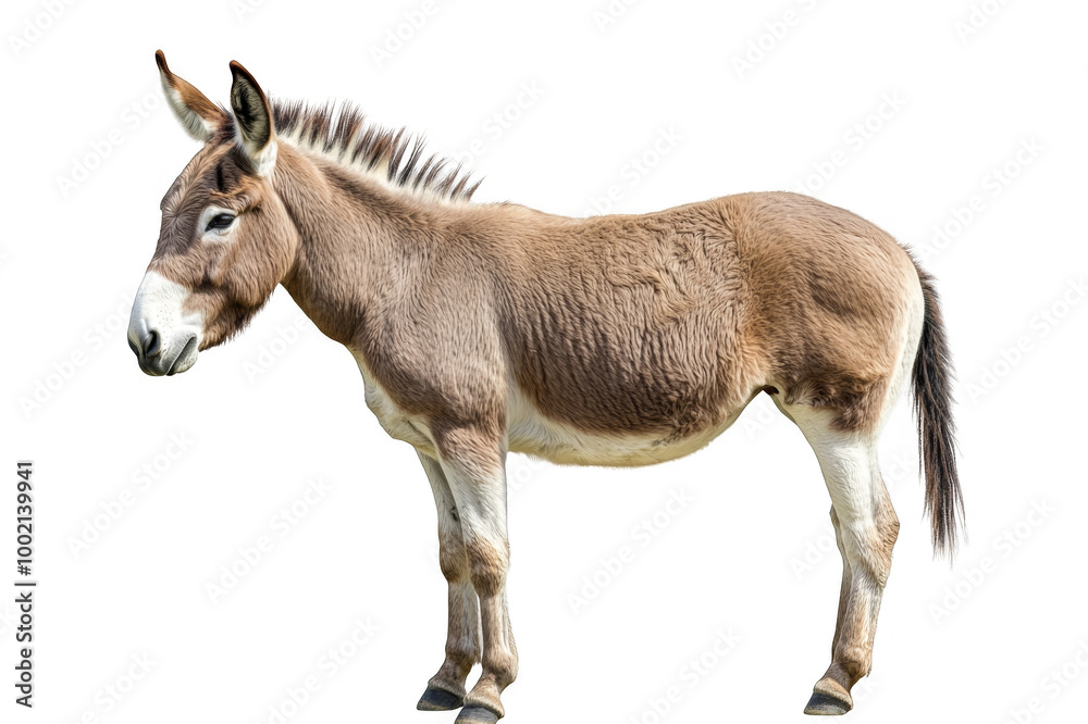 Donkey full length side view on transparent background Donkey full length side view on transparent background