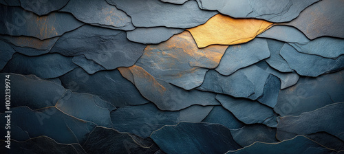 Pieces of grey, blue and orange leather background. Created with Ai