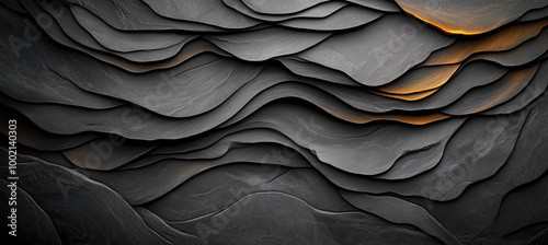 Old wavy black stone wall background for graphics use. Created with Ai