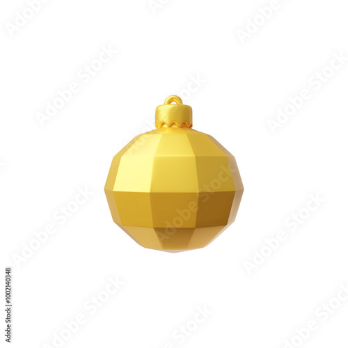 3d vector illustration of a golden polygonal Christmas tree ball on a white background
