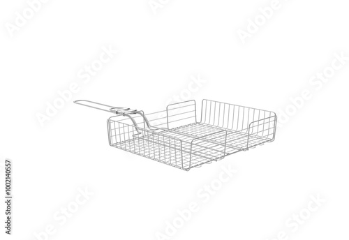 french fries chicken fryer basket angle view without shadow 3d render photo