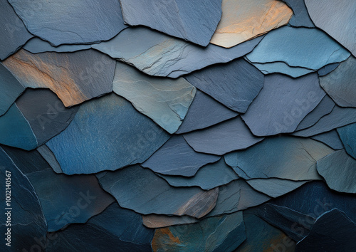 Blue stone pieces floor background. Created with Ai