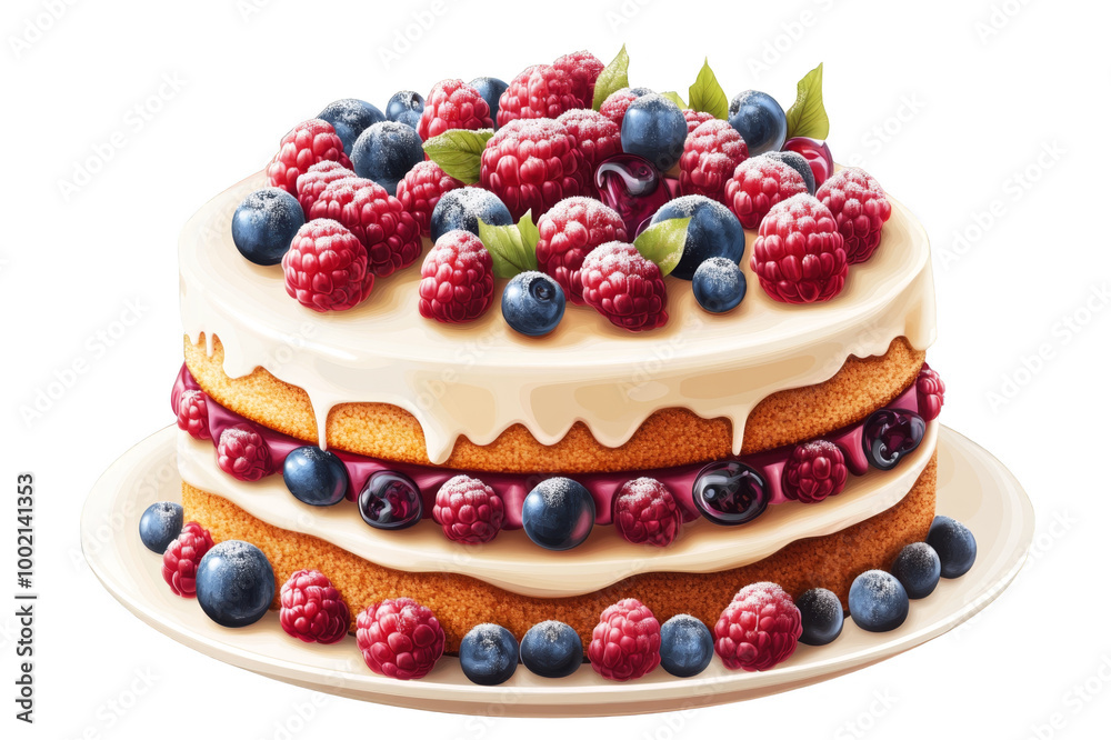 Cake strewn with berries on a transparent background Cake strewn with berries on a transparent background