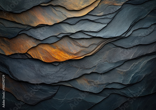 Texture of the black and orange stone. Created with Ai