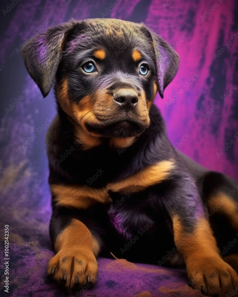 Fototapeta premium Experience the beauty of a multicolor baby rottweiler through Whimsical Dog Art