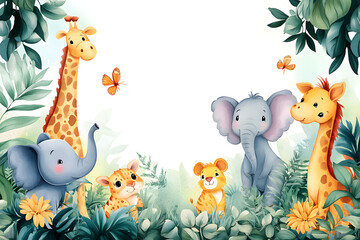Rollo Babyzimmer Safari Zoo Tiere im Aquarellstil  © john