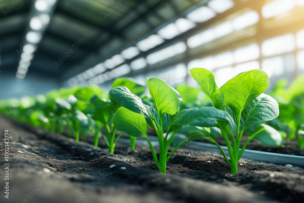 Young vegetable plants in a greenhouse Young vegetable plants in a greenhouse