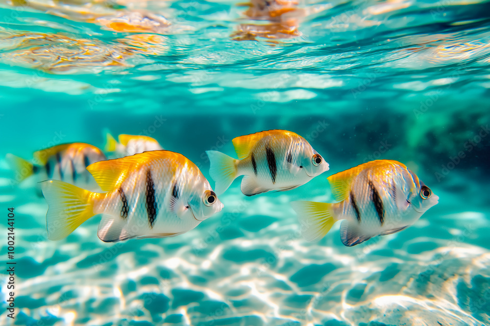 Fototapeta premium Tropical fish swimming in shallow waters