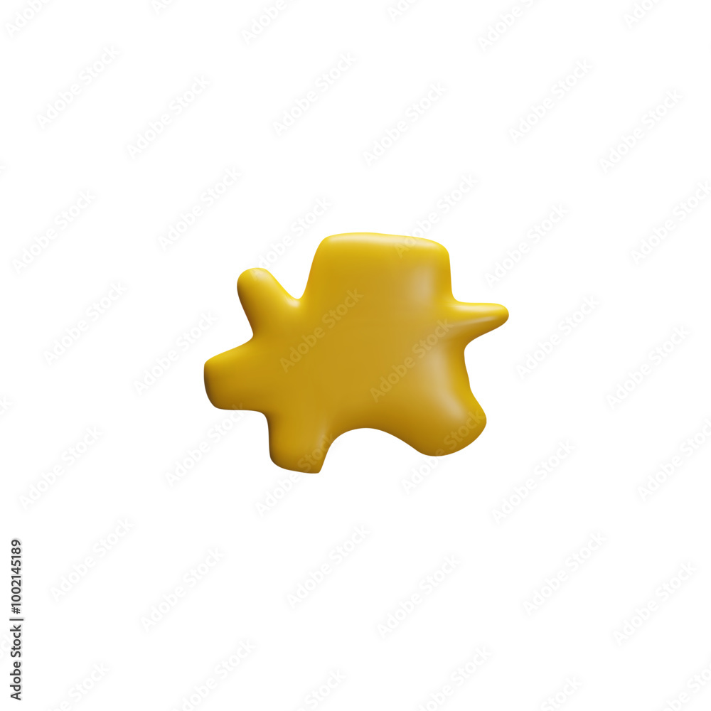 3D vector a shiny, irregularly shaped figure made of yellow plasticine on a white background 3D vector a shiny, irregularly shaped figure made of yellow plasticine on a white background