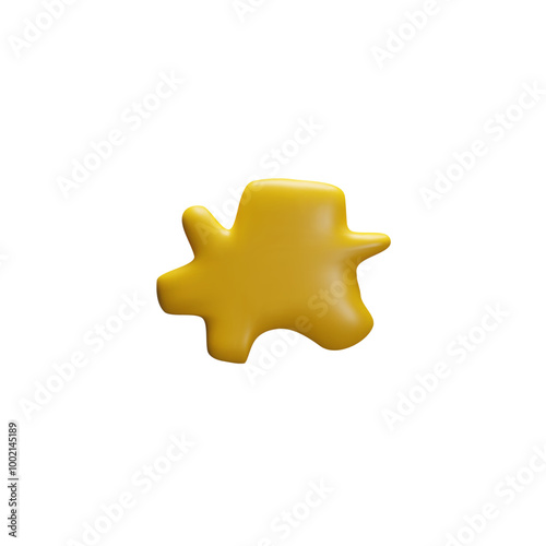 3D vector a shiny, irregularly shaped figure made of yellow plasticine on a white background