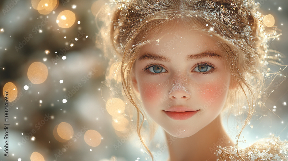 A young woman and a fabulous Christmas, a Christmas masquerade, Christmas decor. A young woman and a fabulous Christmas, a Christmas masquerade, Christmas decor.