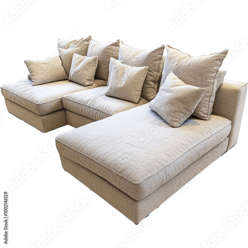 Obraz na płótnie Cozy modern sectional couch with plush cushions w salonie