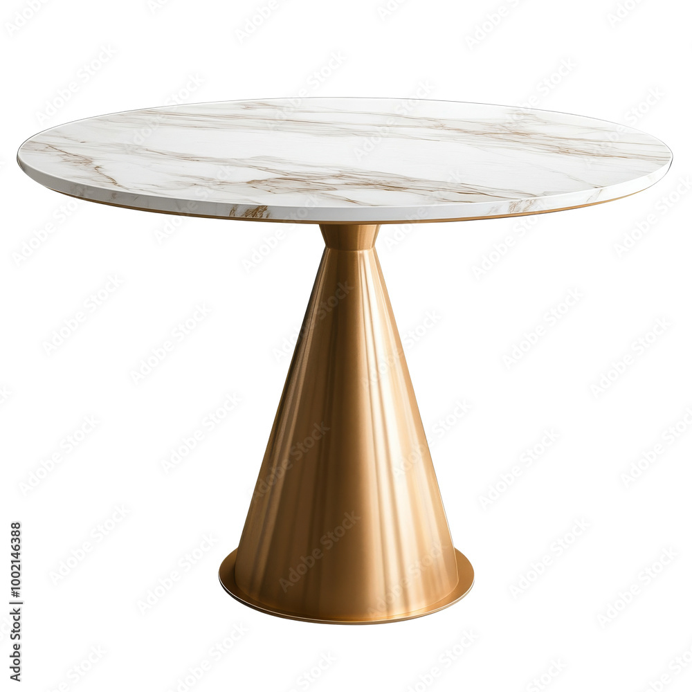 Elegant round dining table with marble top design