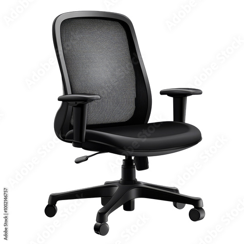 Comfortable black mesh office chair on wheels