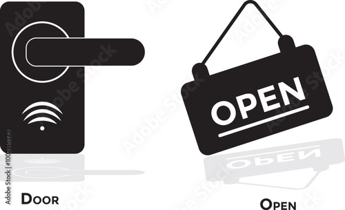 door icon and open system icon