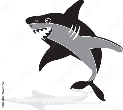 shark icon, Ocean shark bottom view
