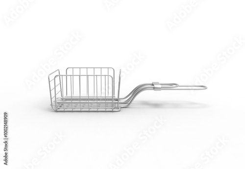 small french fries chicken fryer basket side view with shadow 3d render