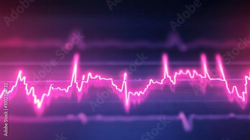 Photorealistic EKG showing ST elevation and pathological Q waves, signs of acute myocardial infarction