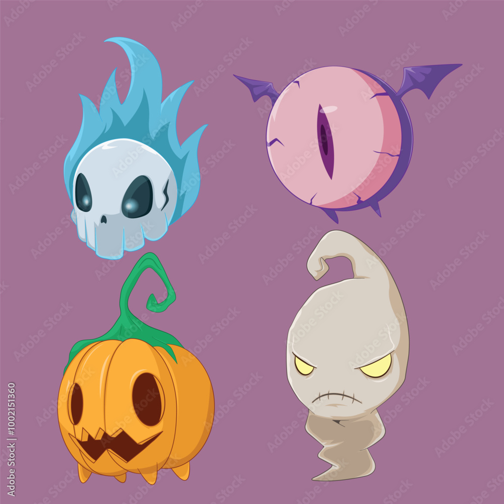 Halloween Monster Character Isolate Set Vector Halloween Monster Character Isolate Set Vector