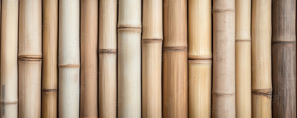 Fototapeta premium Photorealistic bamboo wall panels, renewable and natural material for modern eco-friendly interiors