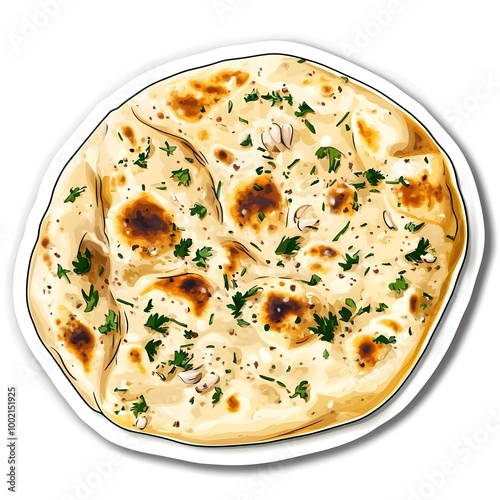 A clipart sticker of Garlic naan Generative AI