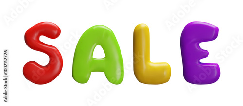 3D vector illustration the word sale, colorful letters made of plasticine on a white background.