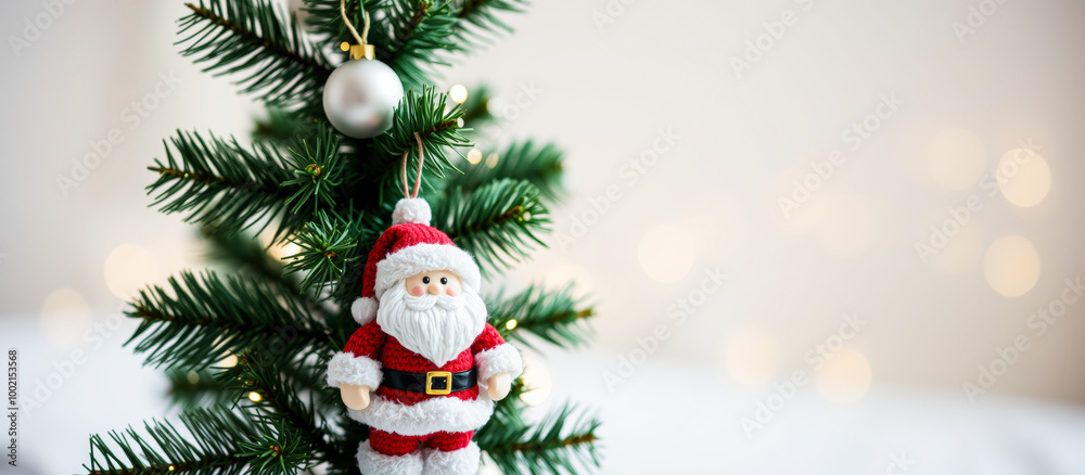 Santa Claus Christmas Ornament on a Christmas Tree Santa Claus Christmas Ornament on a Christmas Tree
