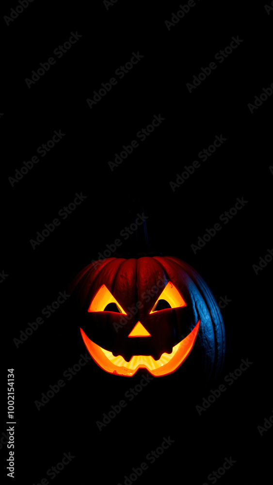 Jack-O-Lantern with Glowing Face in the Dark Jack-O-Lantern with Glowing Face in the Dark