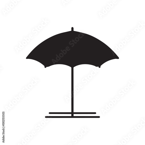 Beach Umbrella Silhouette Vector Illustration - Beach Clipart Design