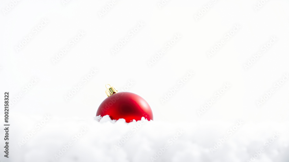 Red Christmas Ornament in Snow Red Christmas Ornament in Snow