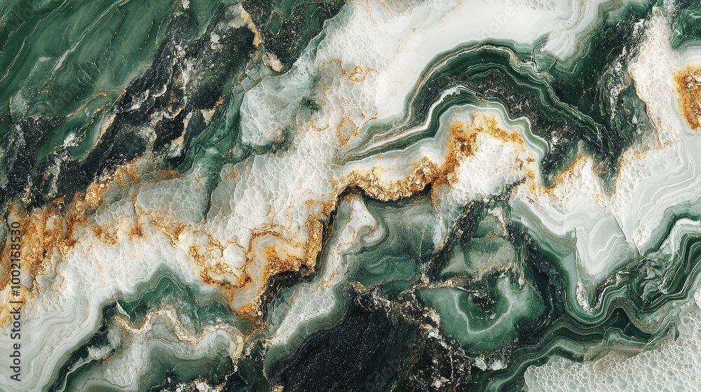 Abstract green, white, and gold marble texture background. Abstract green, white, and gold marble texture background.
