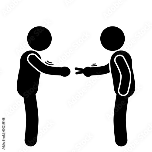 illustration of two stick figure people doing rock paper scissors