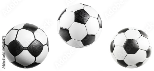 Set of Classic Black and White Soccer/Football | Isolated on Transparent Background