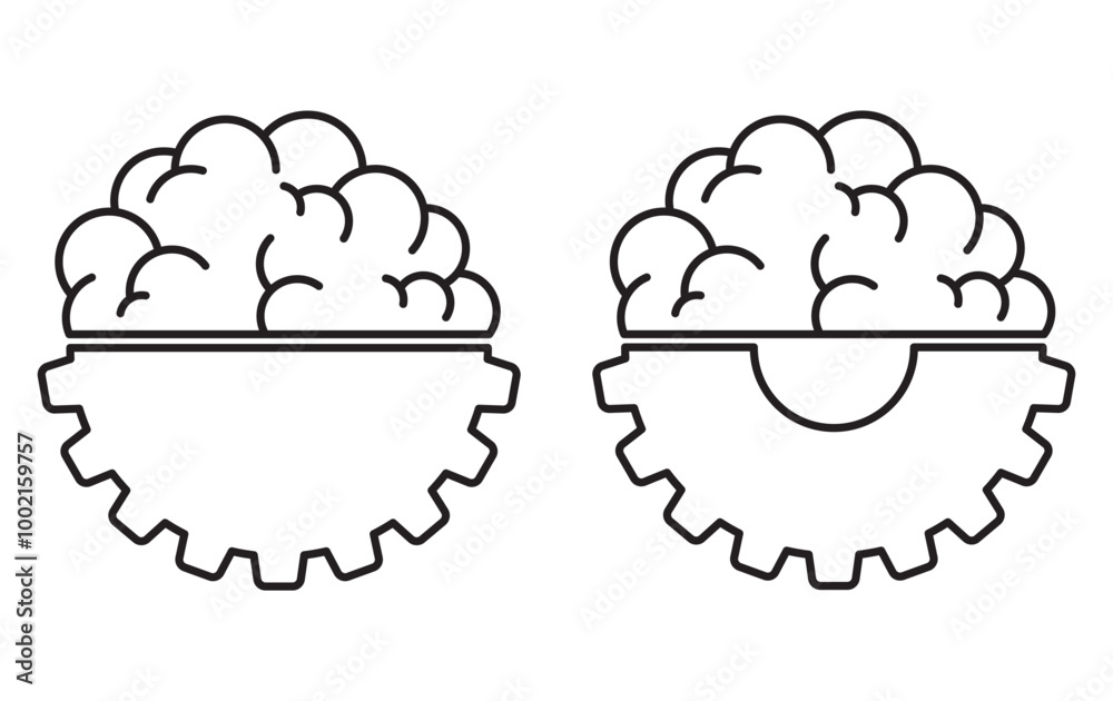 brain with cogwheel gear icon brain with cogwheel gear icon