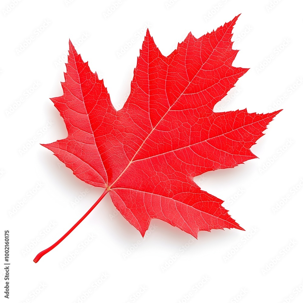 Red Maple Leaf in Autumn Closeup Photography on White Background Red Maple Leaf in Autumn Closeup Photography on White Background