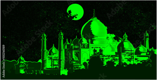 monument night light taj mahal vector file india