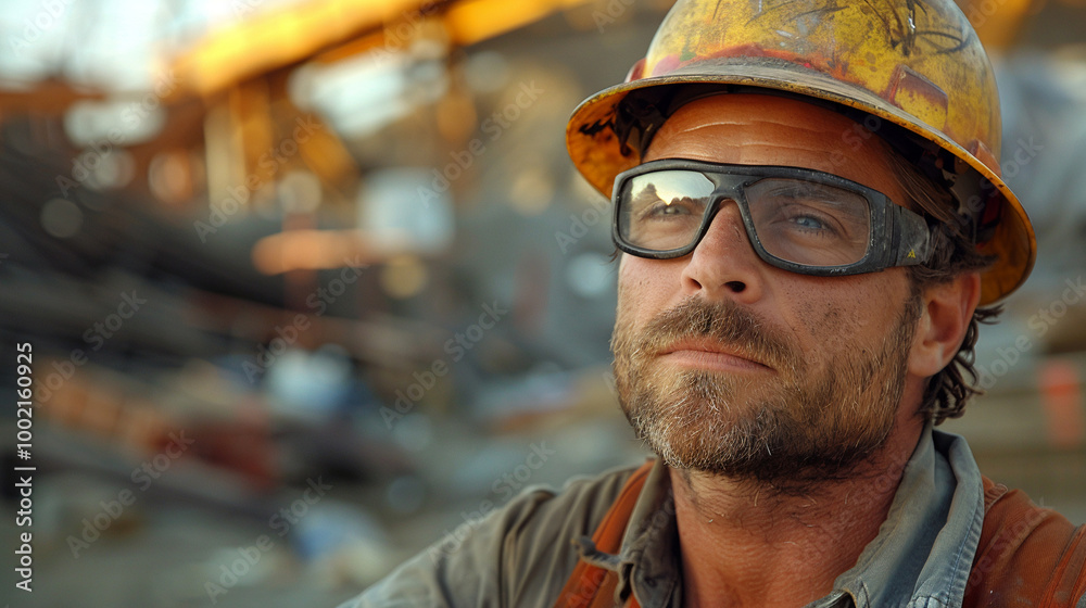 Construction worker focuses intently on his tasks at project site Construction worker focuses intently on his tasks at project site