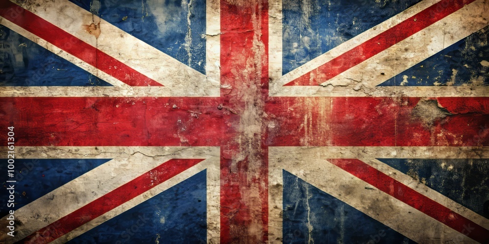 Fototapeta premium Distressed Grunge Style British Flag with Textured Surface for Vintage and Retro Design Projects