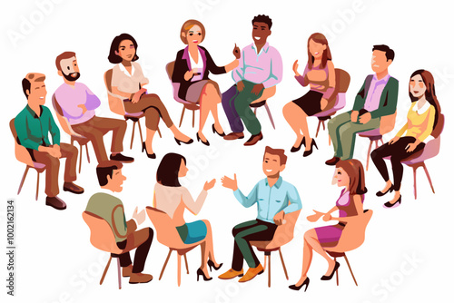 Diverse Group of People Engaging in a Discussion Circle