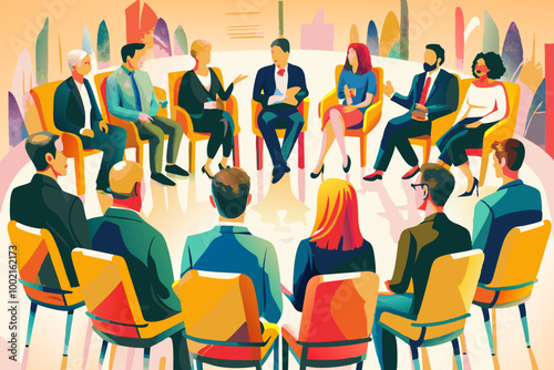 Diverse Corporate Team Engaging in a Creative Brainstorming Session