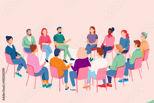 Diverse Group Meeting for Community Discussion Illustration