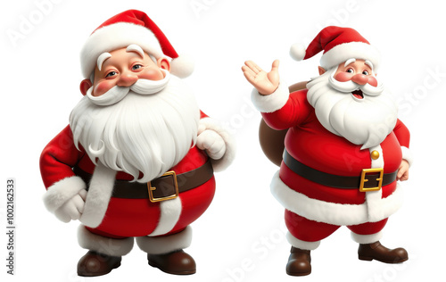 set of 3d santa claus isolated on transparent background