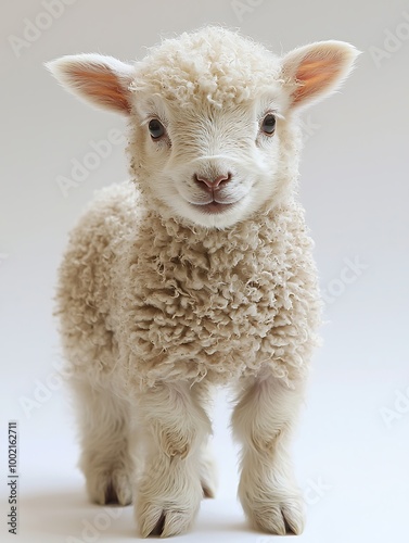 Fluffy Baby Lamb Standing in Soft Light