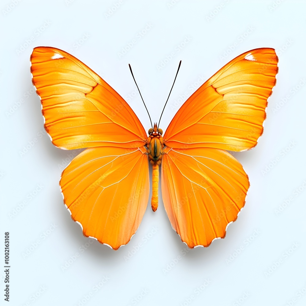 Fototapeta premium Magnificent Orange Butterfly on Pure White Background Detailed Macro Shot