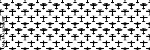 horizontal seamless black propeller classic airplane design for pattern and background.
