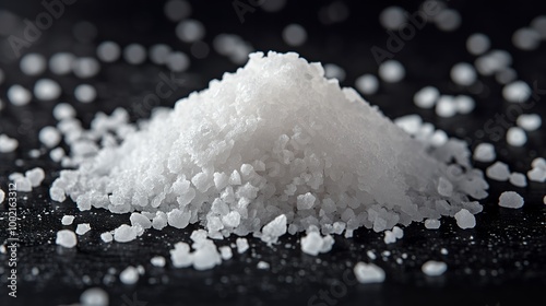 salt on black background
